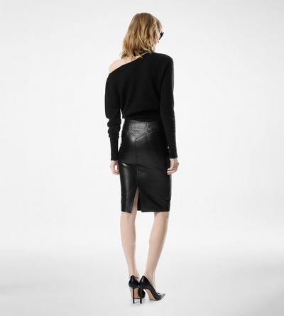 TOM FORD CASHMERE SILK BLEND BLACK CACHE-COU AVEC PLAQUE EN M&Eacute;TAL TOM FORD