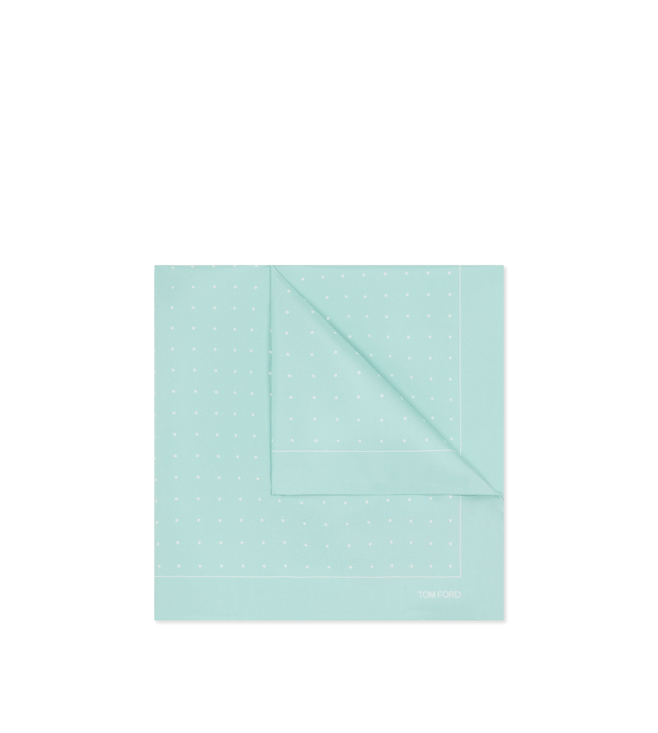 TOM FORD SILK AQUAMARINE POLKA DOT POCKET SQUARE