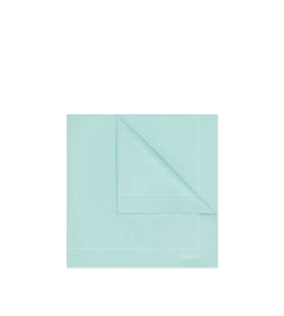 TOM FORD SILK AQUAMARINE POLKA DOT POCKET SQUARE