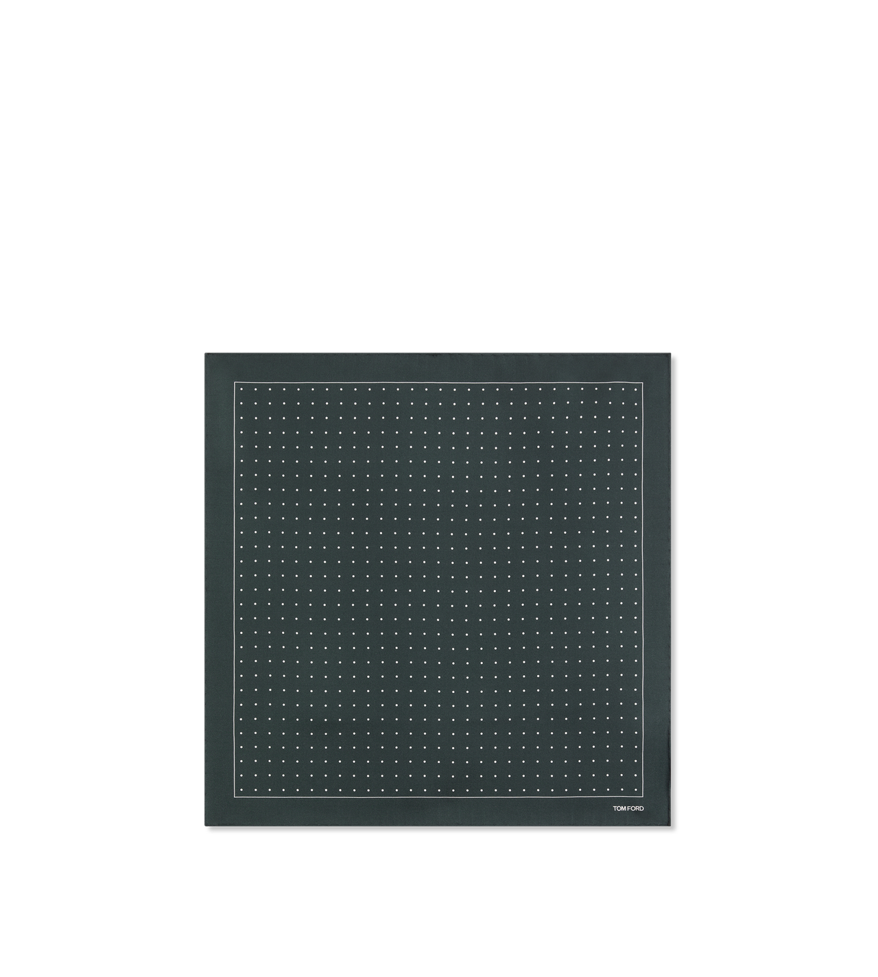 TOM FORD SILK FOREST GREEN POLKA DOT POCKET SQUARE