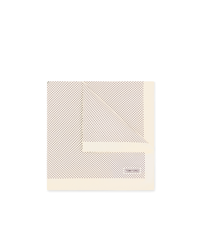 TOM FORD  OFF WHITE MICRO POLKA DOT POCKET SQUARE