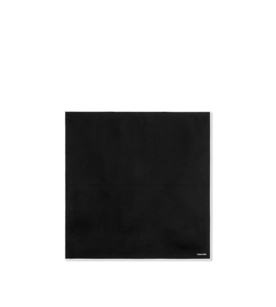 TOM FORD SILK BLACK SATIN POCKET SQUARE