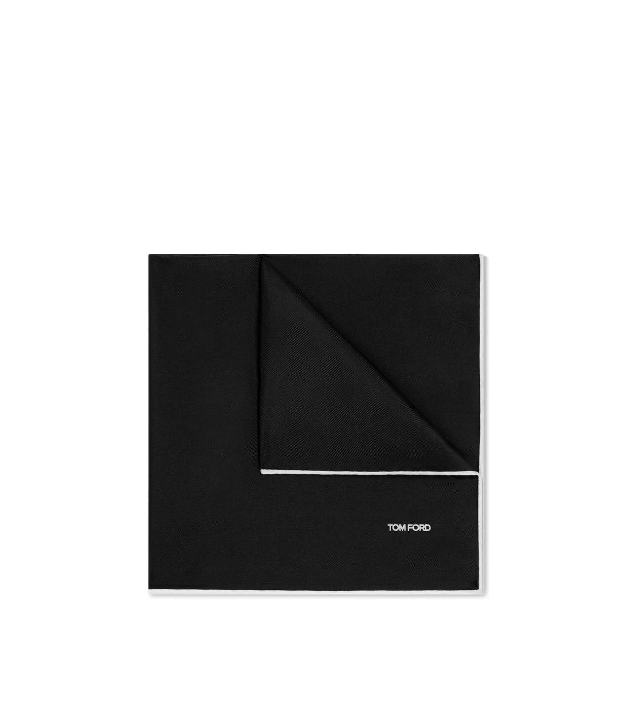TOM FORD SILK BLACK SATIN POCKET SQUARE