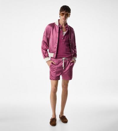 SHINY RAYON SATIN SHORTS WITH PIPING image number 1