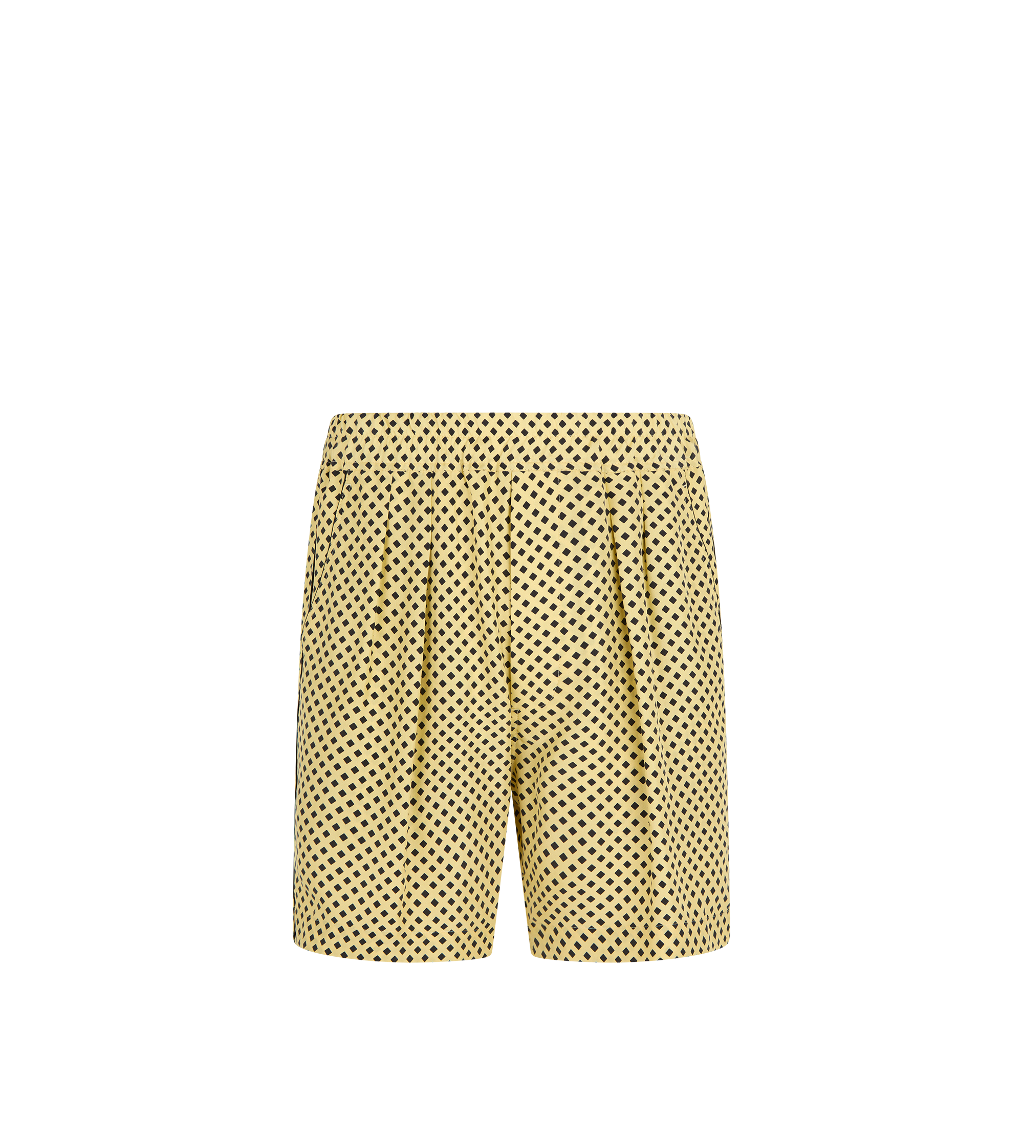 DIAMOND PRINT PEACHED SILK HABOTAI PLEATED LOUNGE SHORTS
