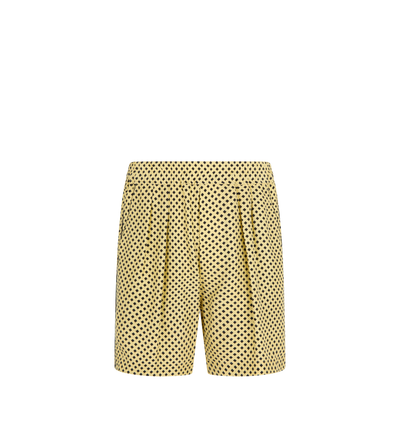 DIAMOND PRINT PEACHED SILK HABOTAI PLEATED LOUNGE SHORTS