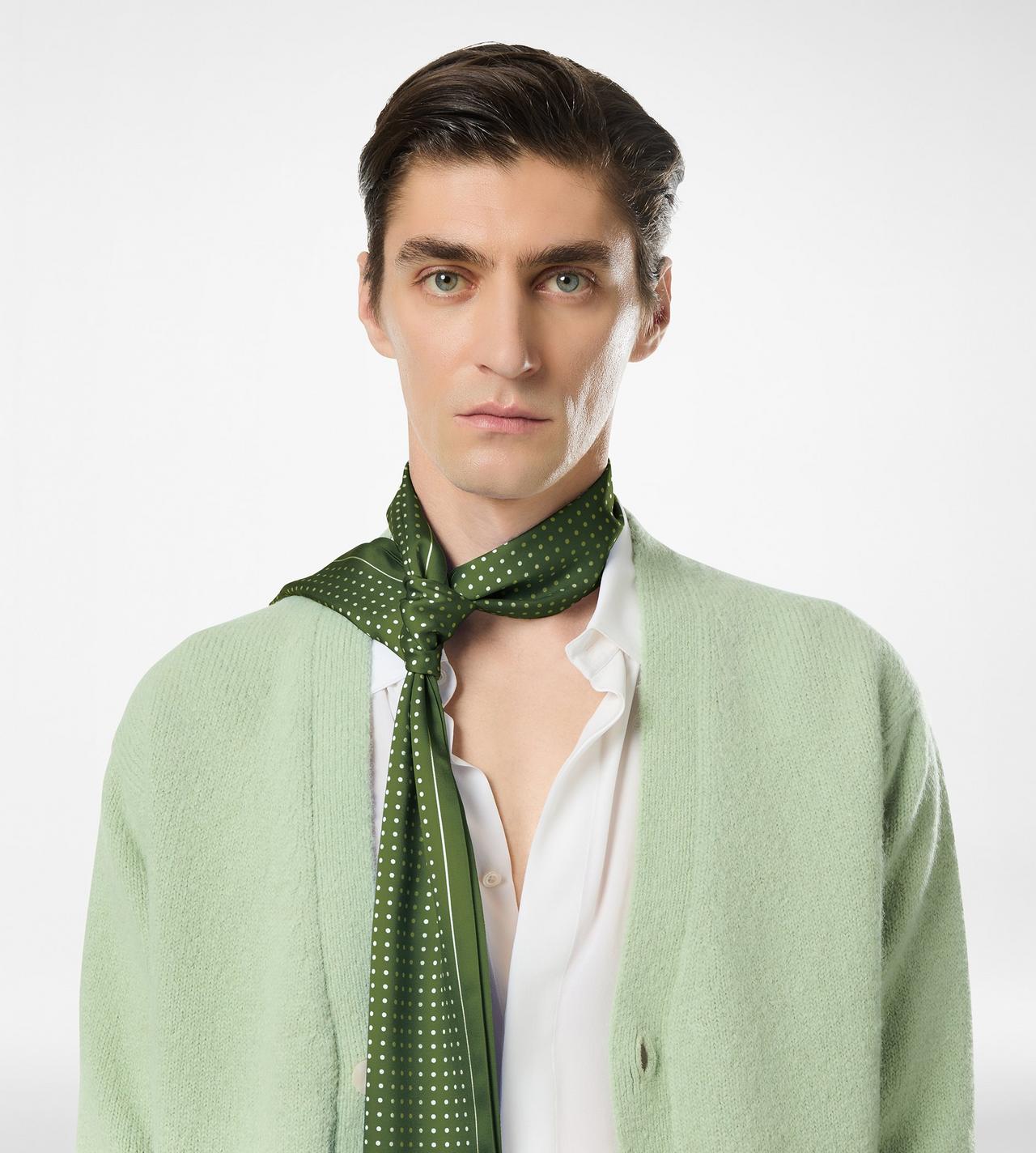 TOM FORD SILK GREEN WOOD POLKA DOT SCARF