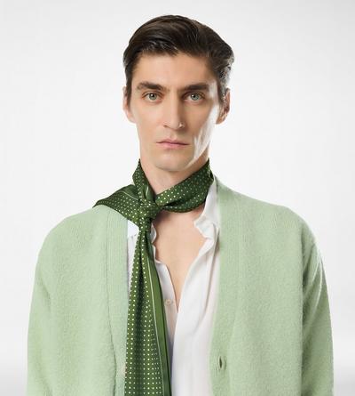 TOM FORD SILK GREEN WOOD POLKA DOT SCARF