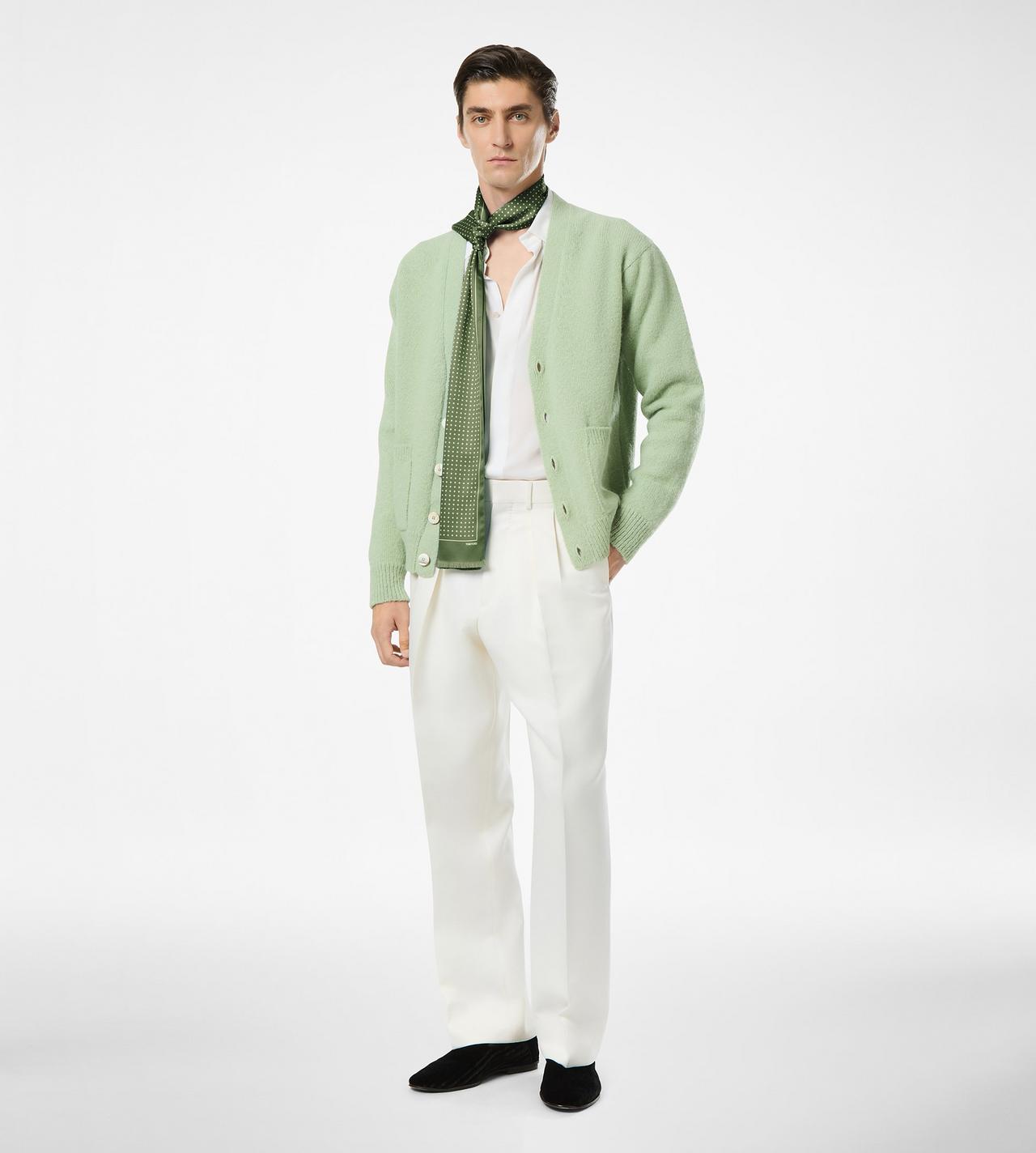 TOM FORD SILK GREEN WOOD POLKA DOT SCARF