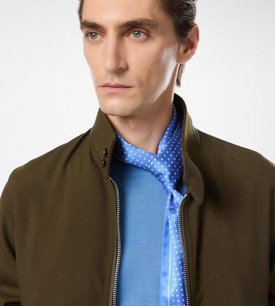 TOM FORD SILK AVIAN BLUE POLKA DOT SCARF