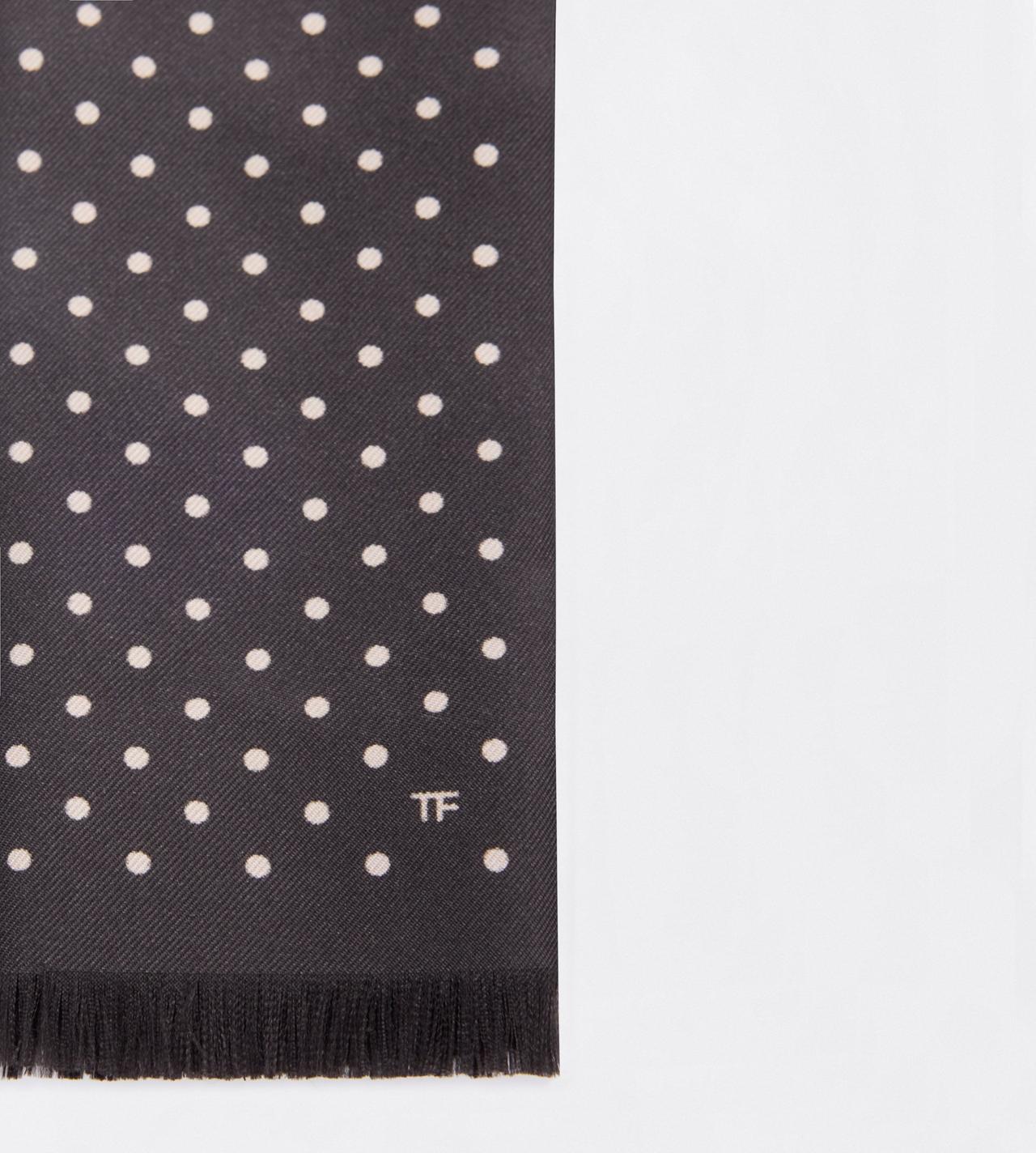 TOM FORD SILK BROWN + NUDE LARGE POLKA DOT SCARF