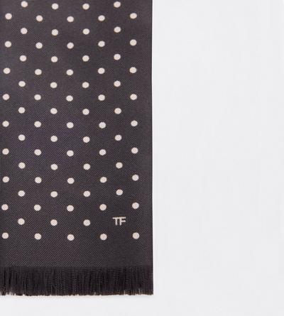 TOM FORD SILK BROWN + NUDE LARGE POLKA DOT SCARF