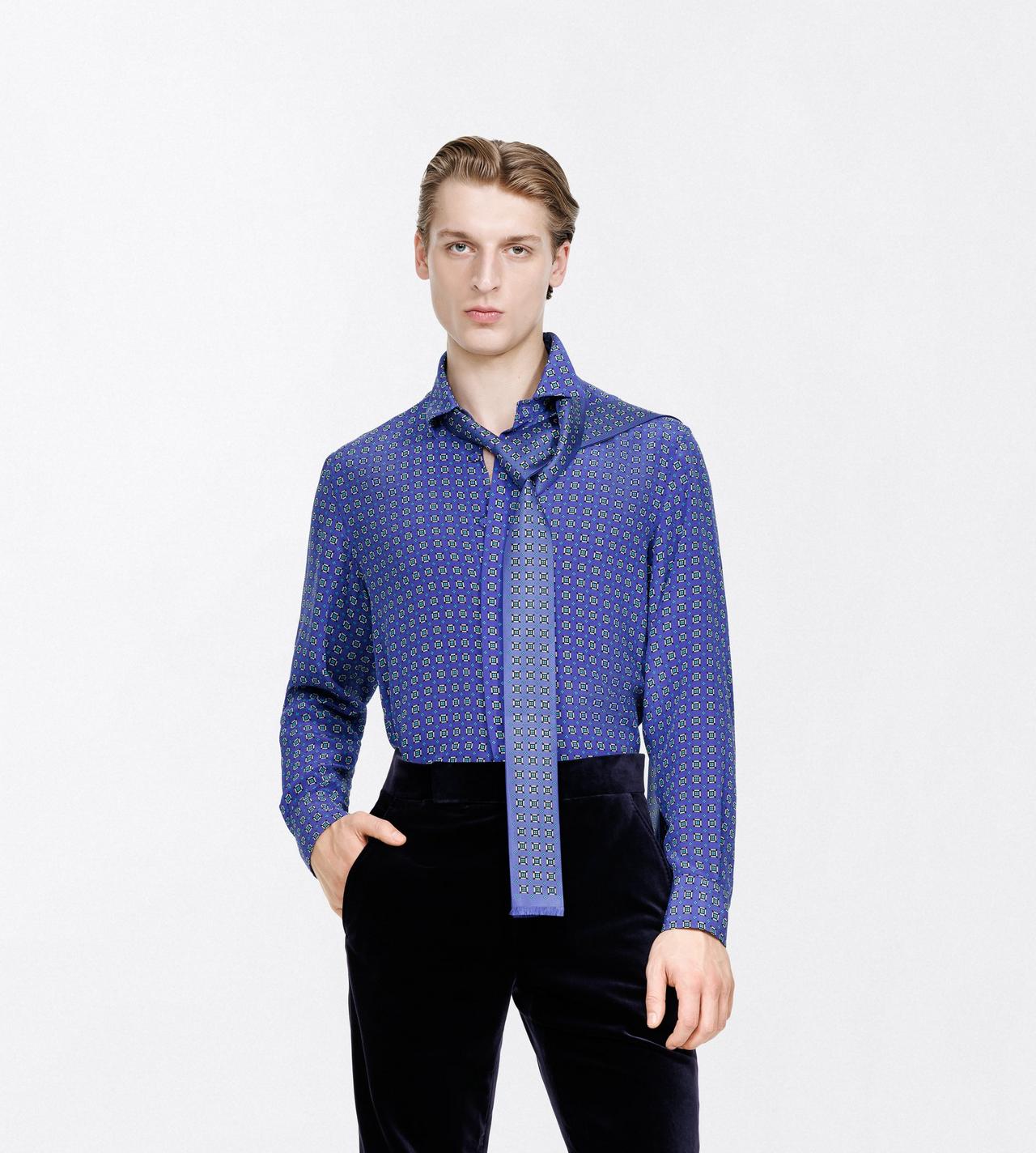 TOM FORD SILK BRIGHT BLUE GEOMETRIC SILK SCARF