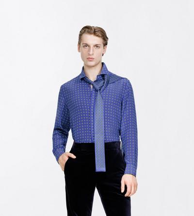 TOM FORD SILK BRIGHT BLUE GEOMETRIC SILK SCARF
