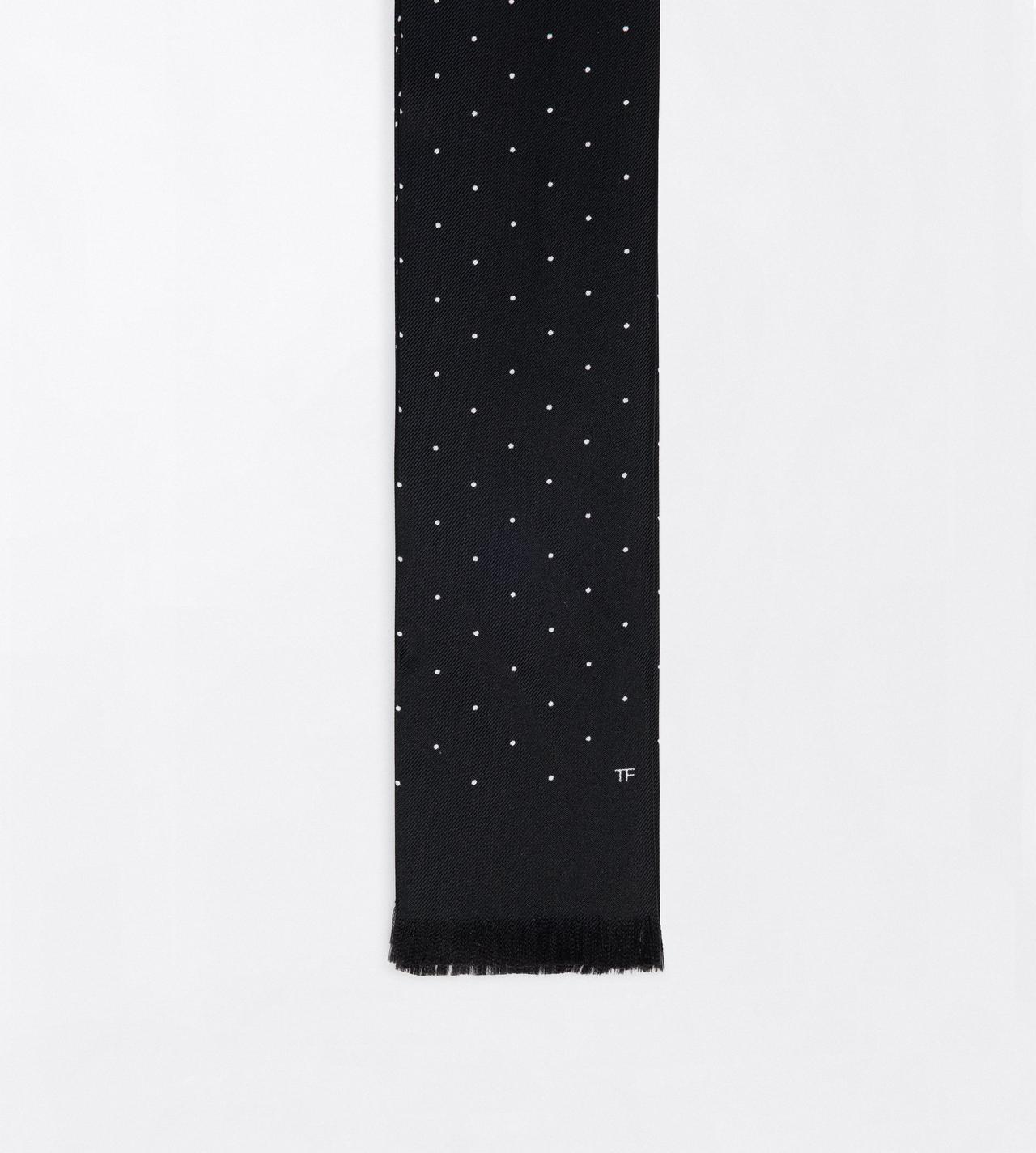 TOM FORD SILK BLACK AND WHITE PRINTED DOT SCARF