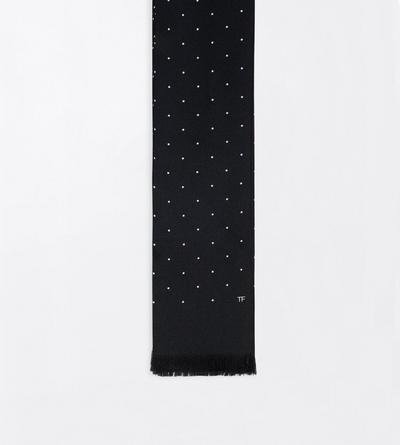 TOM FORD SILK BLACK AND WHITE PRINTED DOT SCARF