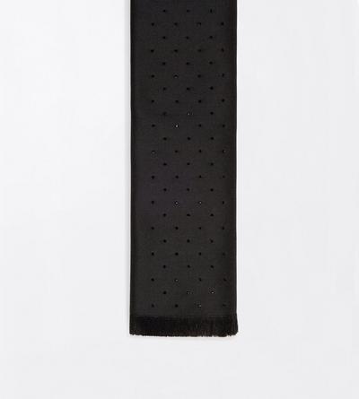 TOM FORD SILK BLACK HEAVY SILK SATIN SCARF WITH HOTFIX