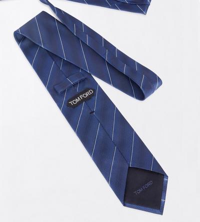 TOM FORD SILK IMPERIAL BLUE STRIPE TONAL WEAVE TIE