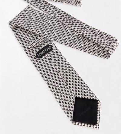 TOM FORD SILK BLACK AND WHITE MICRO DESIGN TIE