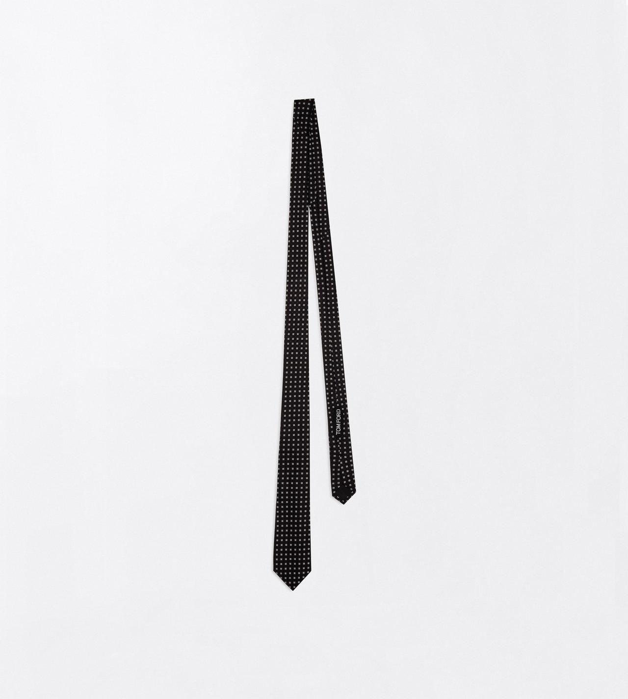 TOM FORD SILK BLACK AND WHITE SILK JACQUARD CLOVER TIE