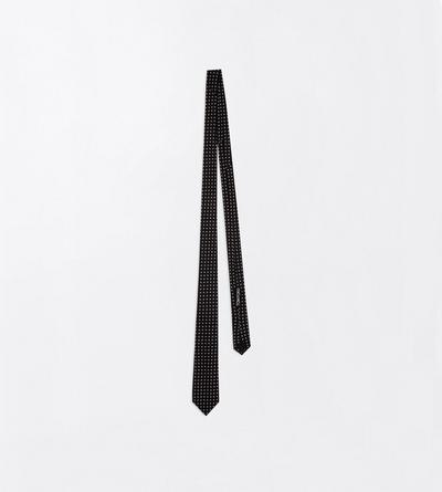 TOM FORD SILK BLACK AND WHITE SILK JACQUARD CLOVER TIE