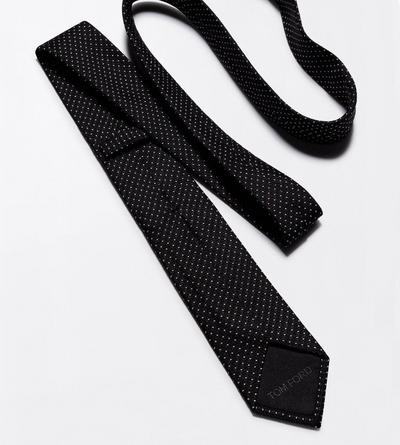 TOM FORD SILK BLACK AND WHITE MICRO POLKA DOT TIE