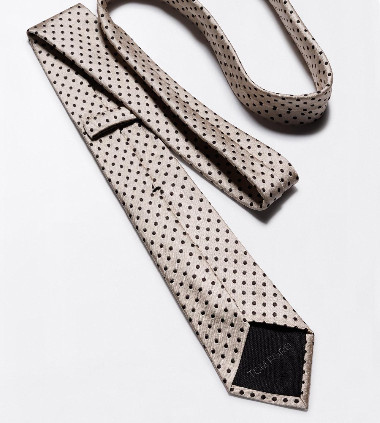 TOM FORD SILK BEIGE MICRO CHECK WITH DOT TIE