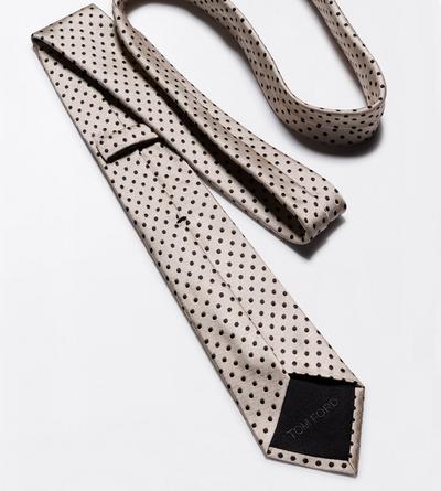 TOM FORD SILK BEIGE MICRO CHECK WITH DOT TIE