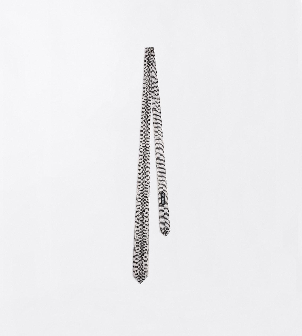 TOM FORD SILK WHITE & BLACK SNAKE PRINT TIE