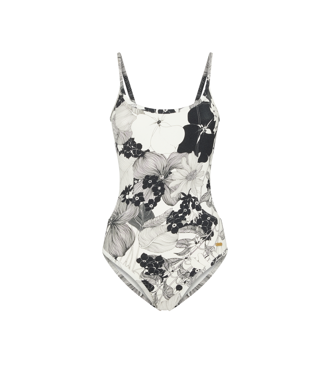 GRAPHIC FLORAL PRINTED SWIM CREPE SWIMSUIT image number 0