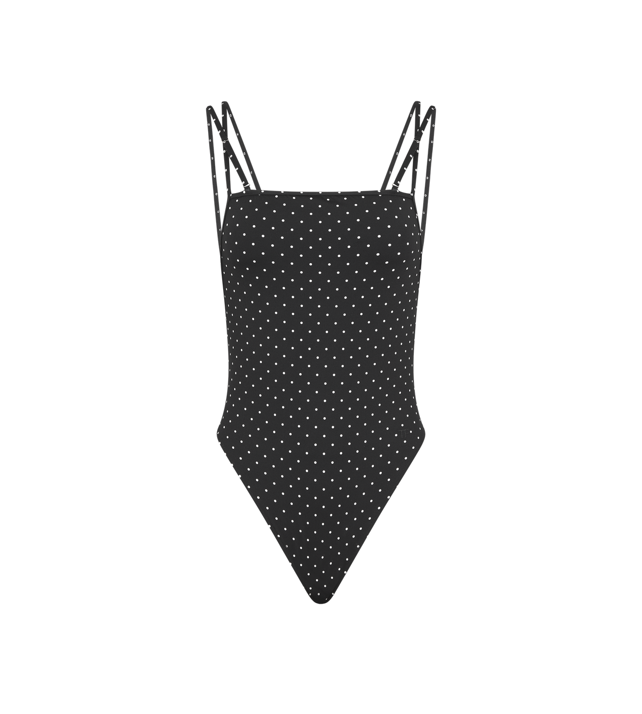 TOM FORD POLYAMIDE ELASTANE BLEND COMBO BLACK + WHITE & WHITE POLKA DOT SWIMSUIT WITH DOUBLE STRAPS
