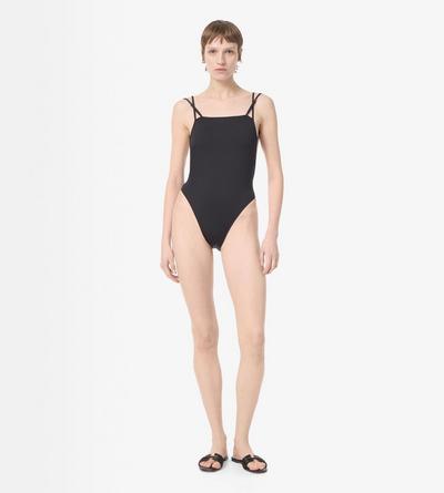 TOM FORD POLYAMIDE ELASTANE BLEND BLACK BA&Ntilde;ADOR CON TIRAS DOBLES Y LOGO TF TONO SOBRE TONO