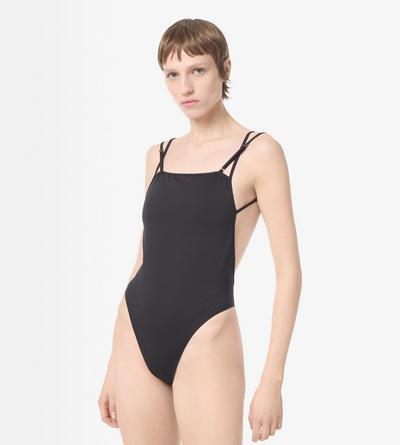 TOM FORD POLYAMIDE ELASTANE BLEND BLACK BA&Ntilde;ADOR CON TIRAS DOBLES Y LOGO TF TONO SOBRE TONO