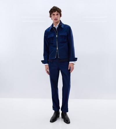TOM FORD  NAVY BLAZER COTTON SATIN CARPENTER PANTS