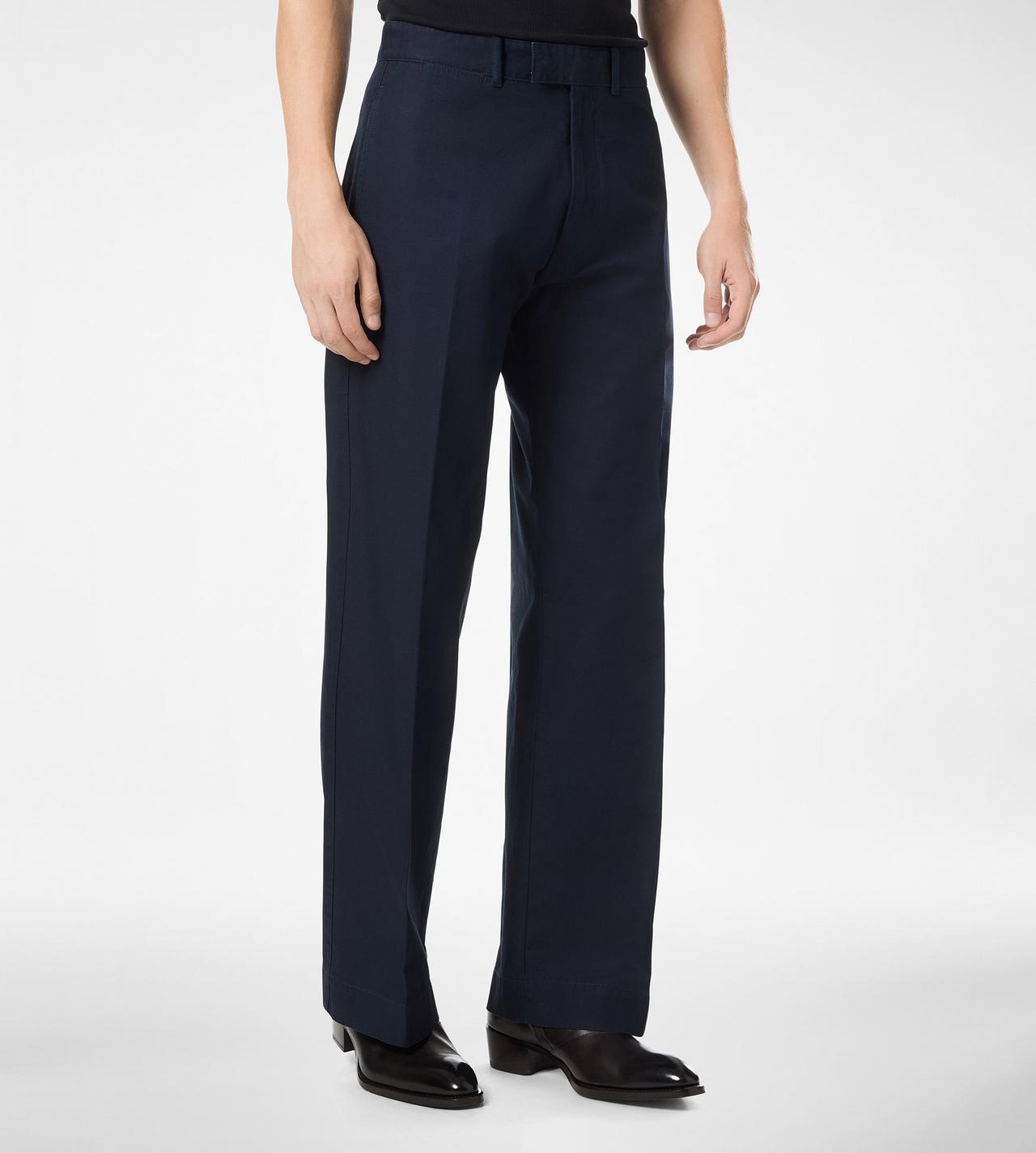 TOM FORD COTTON NAVY COTTON DRILL WIDE LEG PANT
