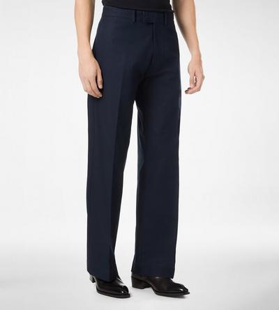 TOM FORD COTTON NAVY COTTON DRILL WIDE LEG PANT