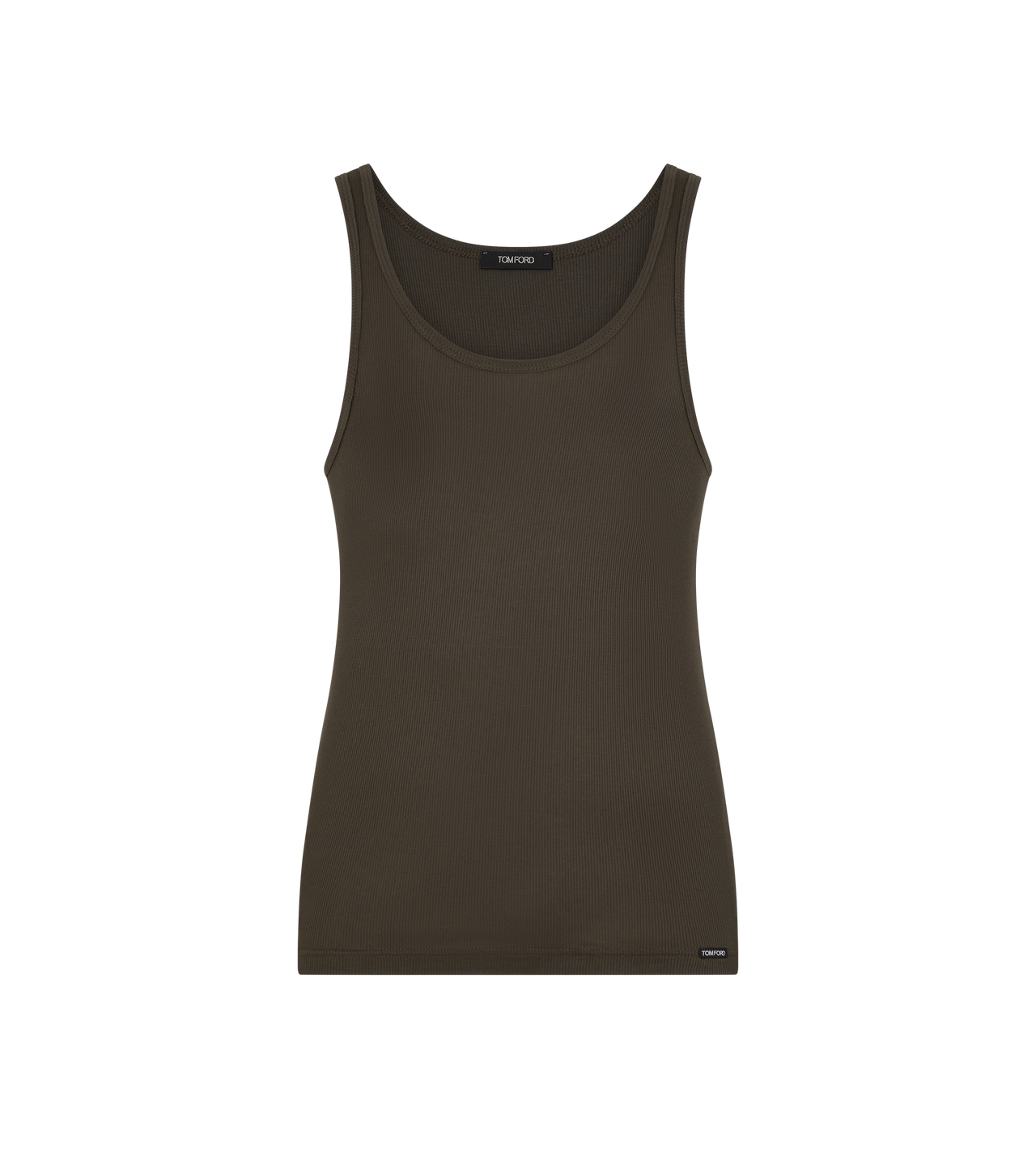 TOM FORD Cotton MILITARY GREEN COTTON MODAL RIB TANK