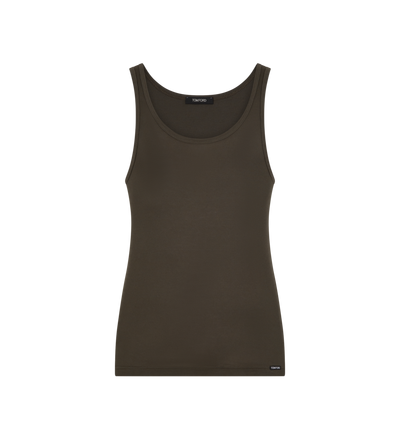 TOM FORD Cotton MILITARY GREEN COTTON MODAL RIB TANK