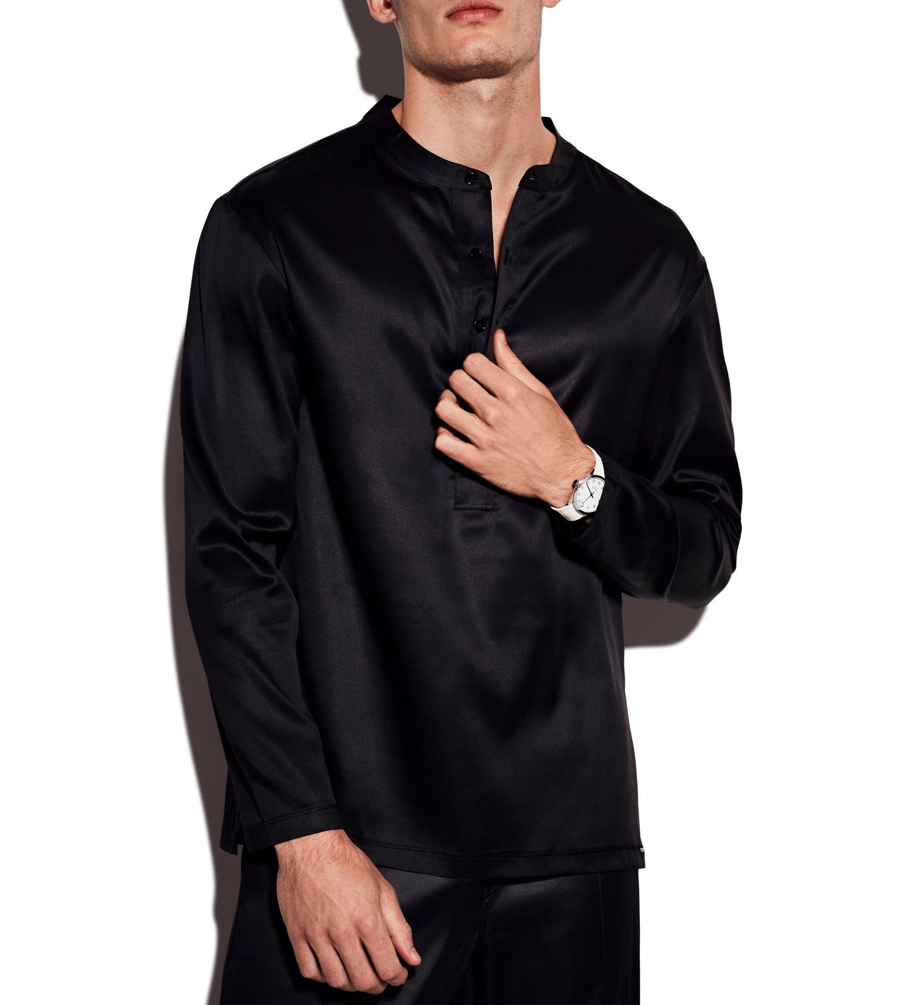 TOM FORD SILK BLACK SILK PAJAMA HENLEY&nbsp;