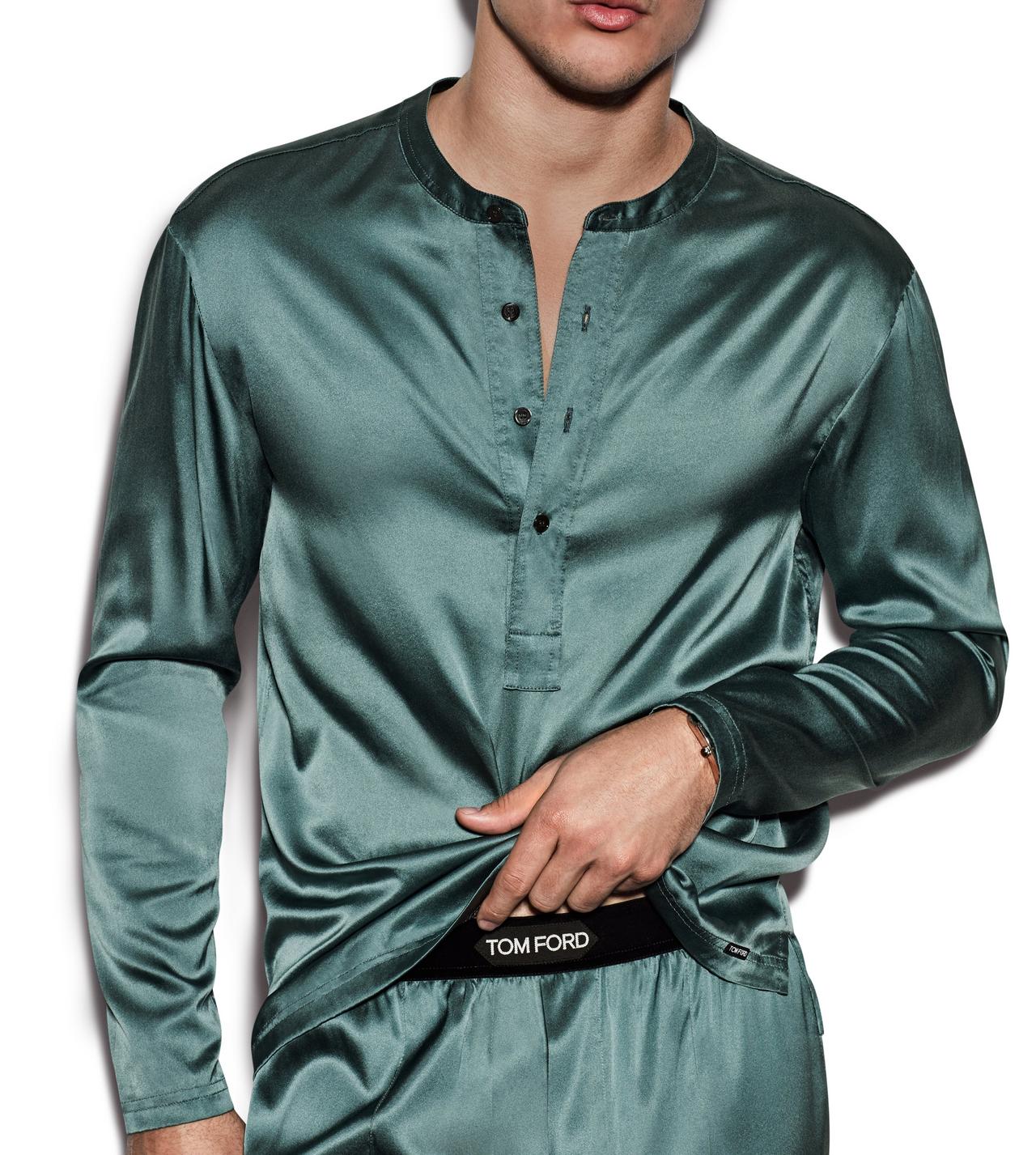 TOM FORD SILK TEAL SILK PAJAMA HENLEY&nbsp;
