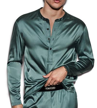 TOM FORD SILK TEAL SILK PAJAMA HENLEY&nbsp;
