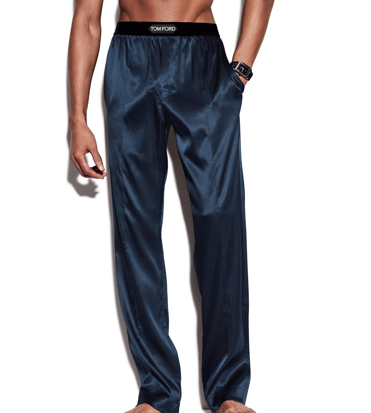 TOM FORD SILK DEEP OCEAN SILK PAJAMA PANTS