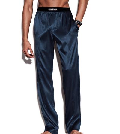 TOM FORD SILK DEEP OCEAN SILK PAJAMA PANTS