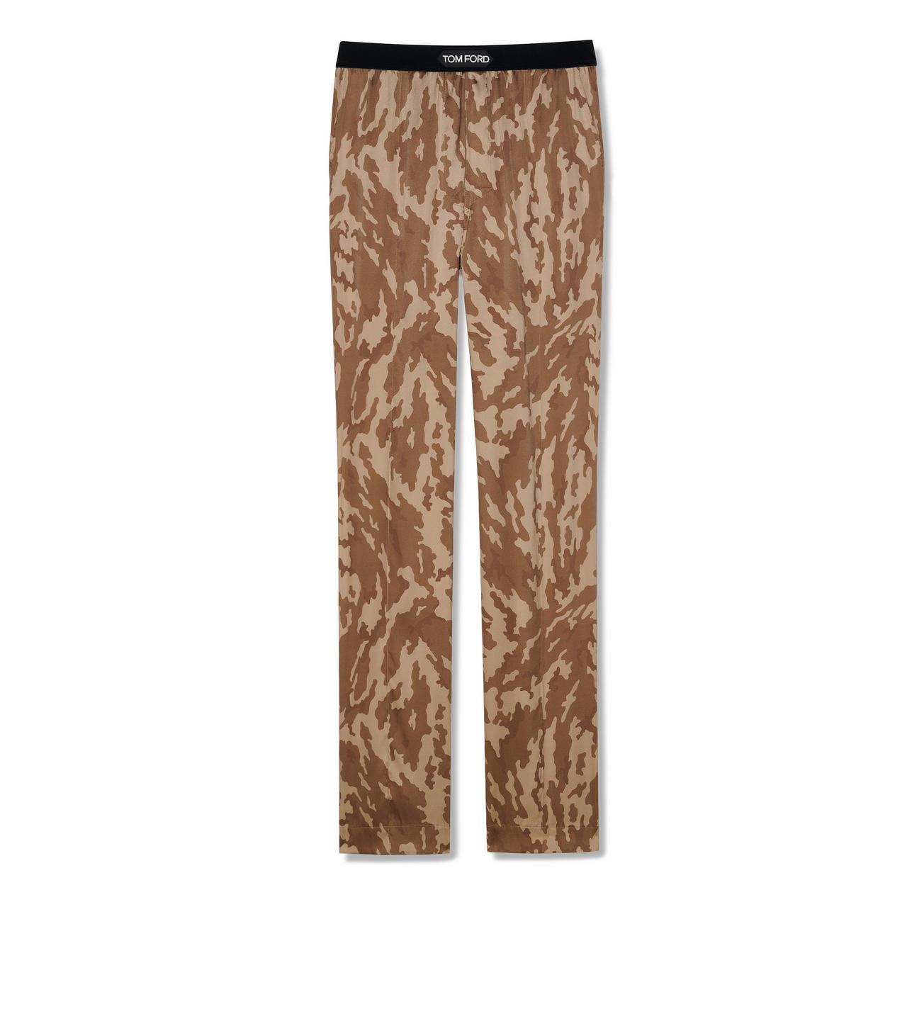 ABSTRACT CAMO SILK PAJAMA PANTS