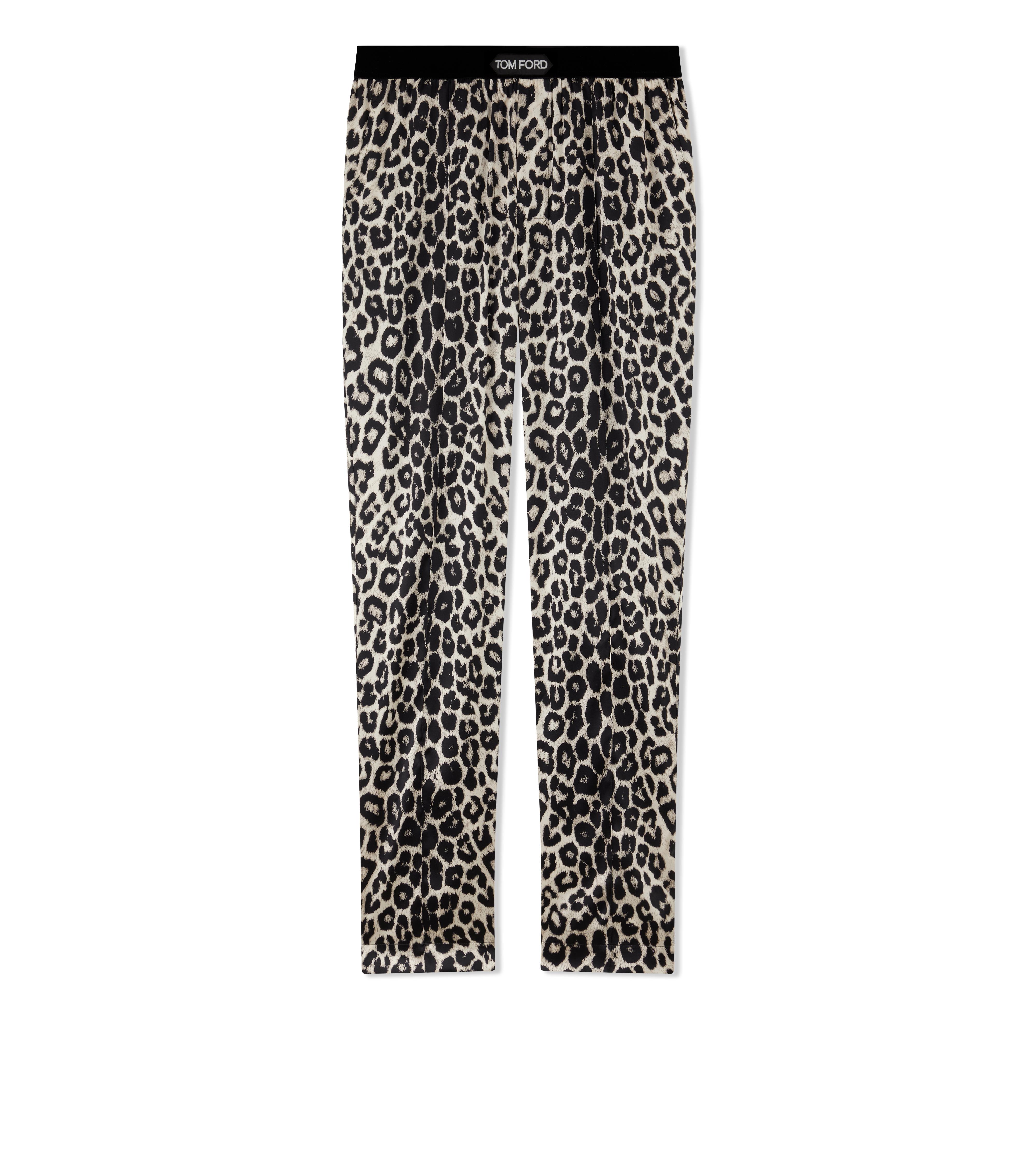 SNOW LEOPARD SILK PAJAMA PANTS