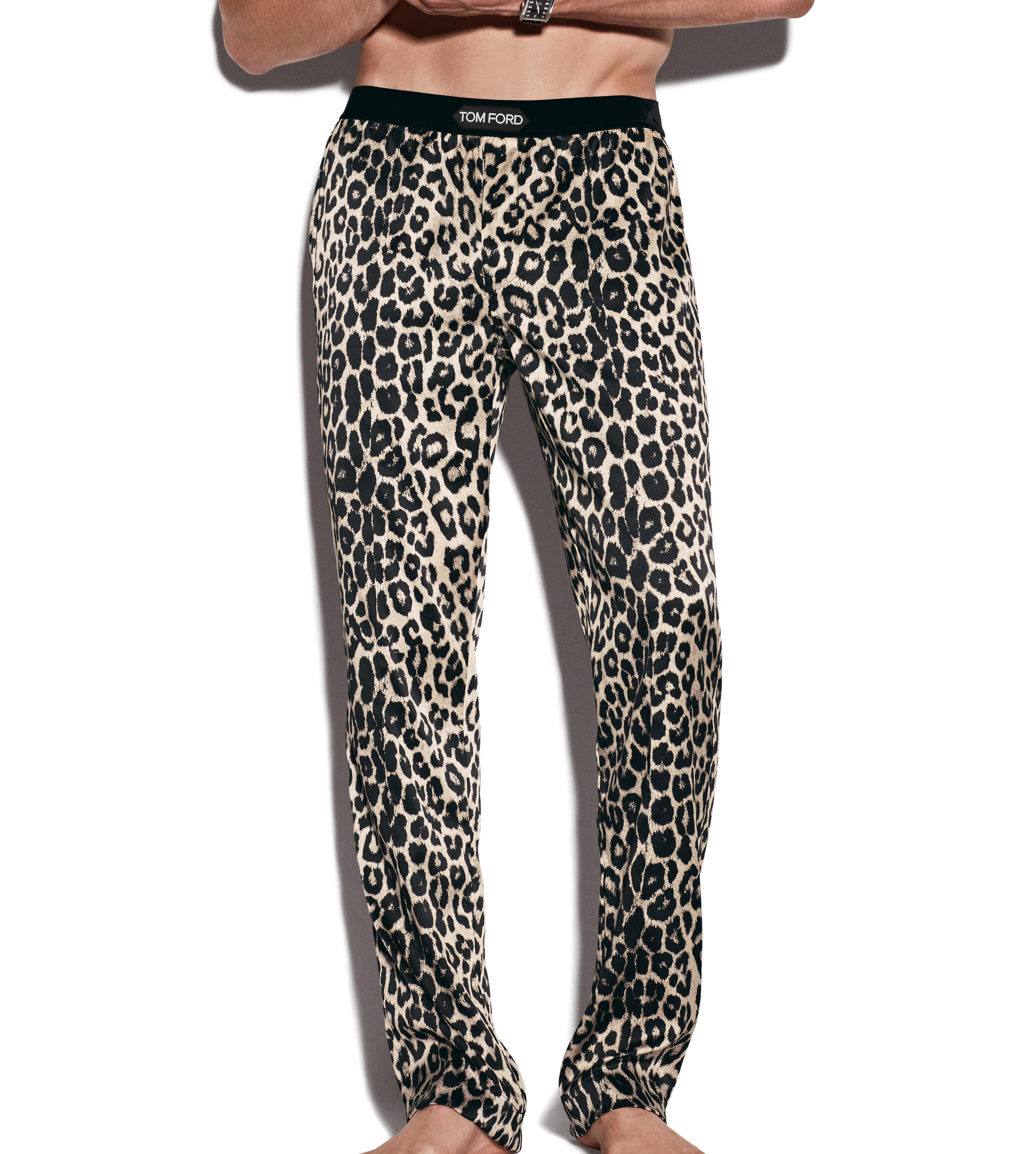 SNOW LEOPARD SILK PAJAMA PANTS