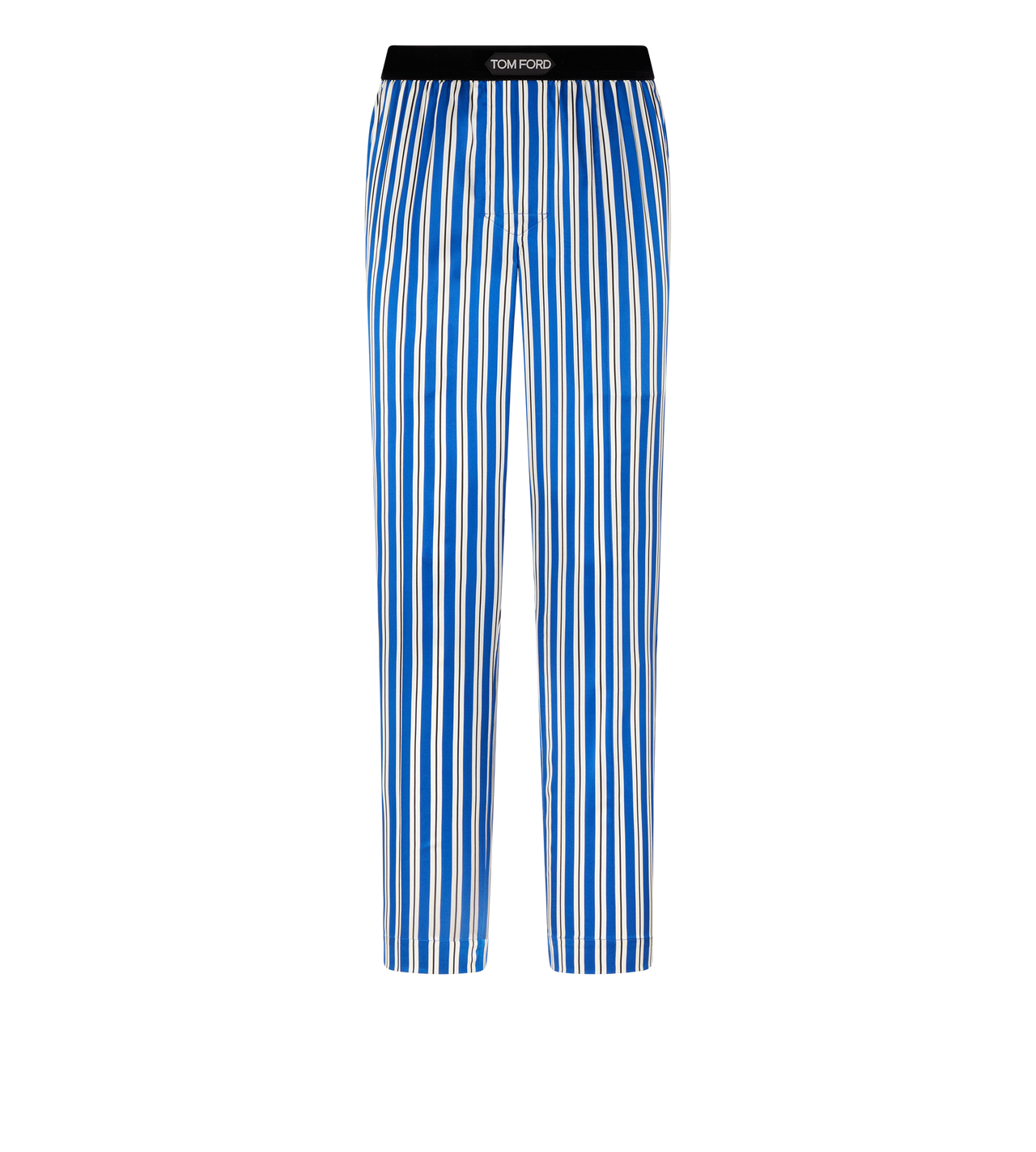 TOM FORD SILK BLUE + GREEN REGIMENTAL STRIPE PRINT SILK PAJAMA PANT