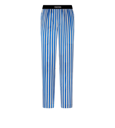 REGIMENTAL STRIPE PRINT SILK PAJAMA PANT