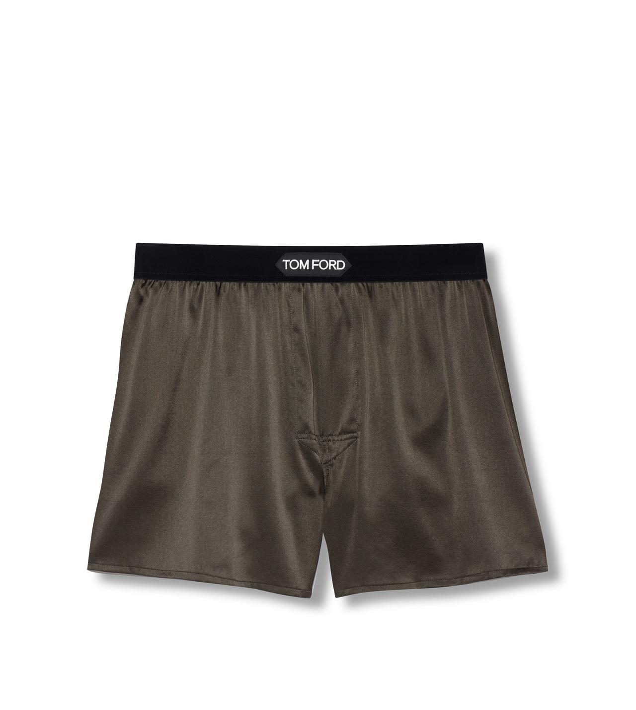 TOM FORD SILK BROWN OLIVE SILK BOXERS