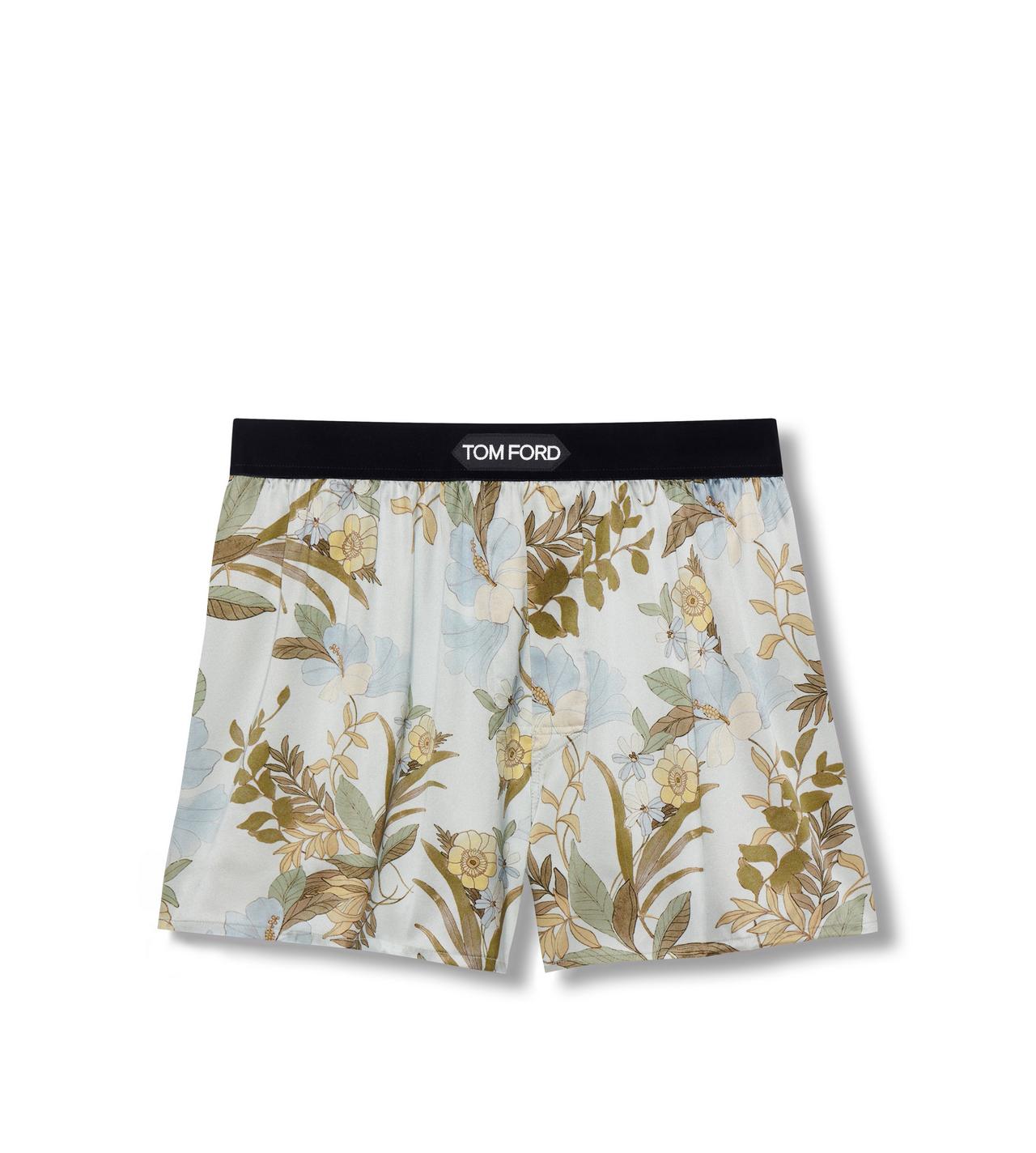 【関税＆送料込み】Tom Ford Floral-Print Silk Pj Shorts Clo TOM FORD Logo Band Floral Stretch Silk Pajama Shorts